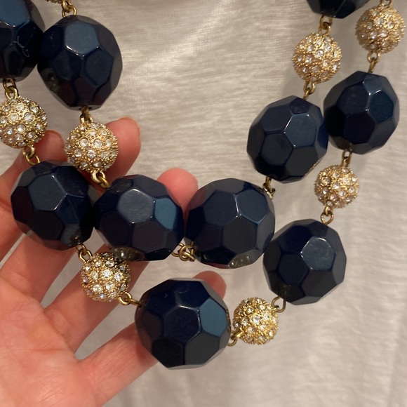 Lilly Pulitzer navy and gold / rhinestone necklace - Picture 2 of 3